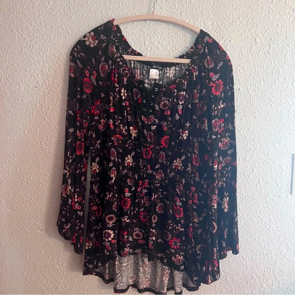 Venus Black and Red Floral Blouse - Picture 1 of 9